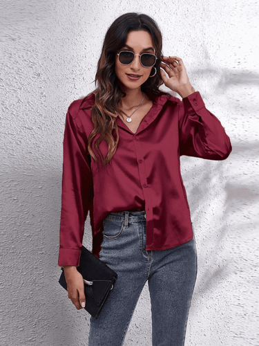 Levoire | Chemisier Satin pour Femmes Blouse en Satin Élégante à Manches Longues