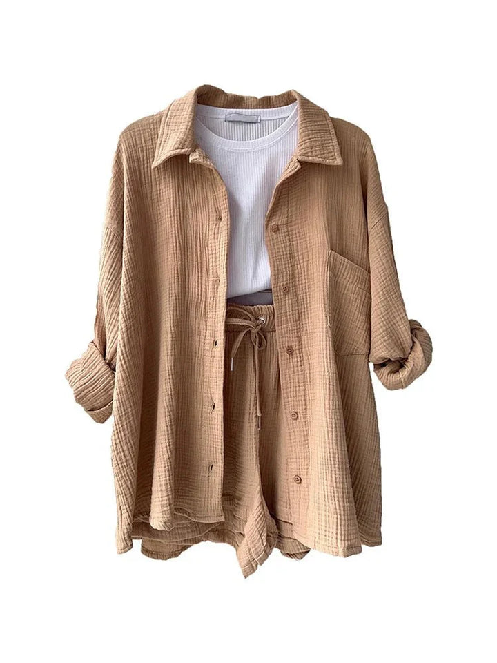 Levoire | Coton Lin Chemise Ensemble Khaki