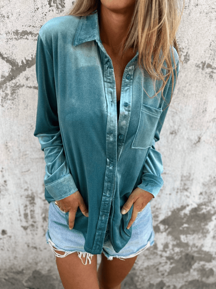 Levoire | Chemise velours manches longues femme Bleu clair