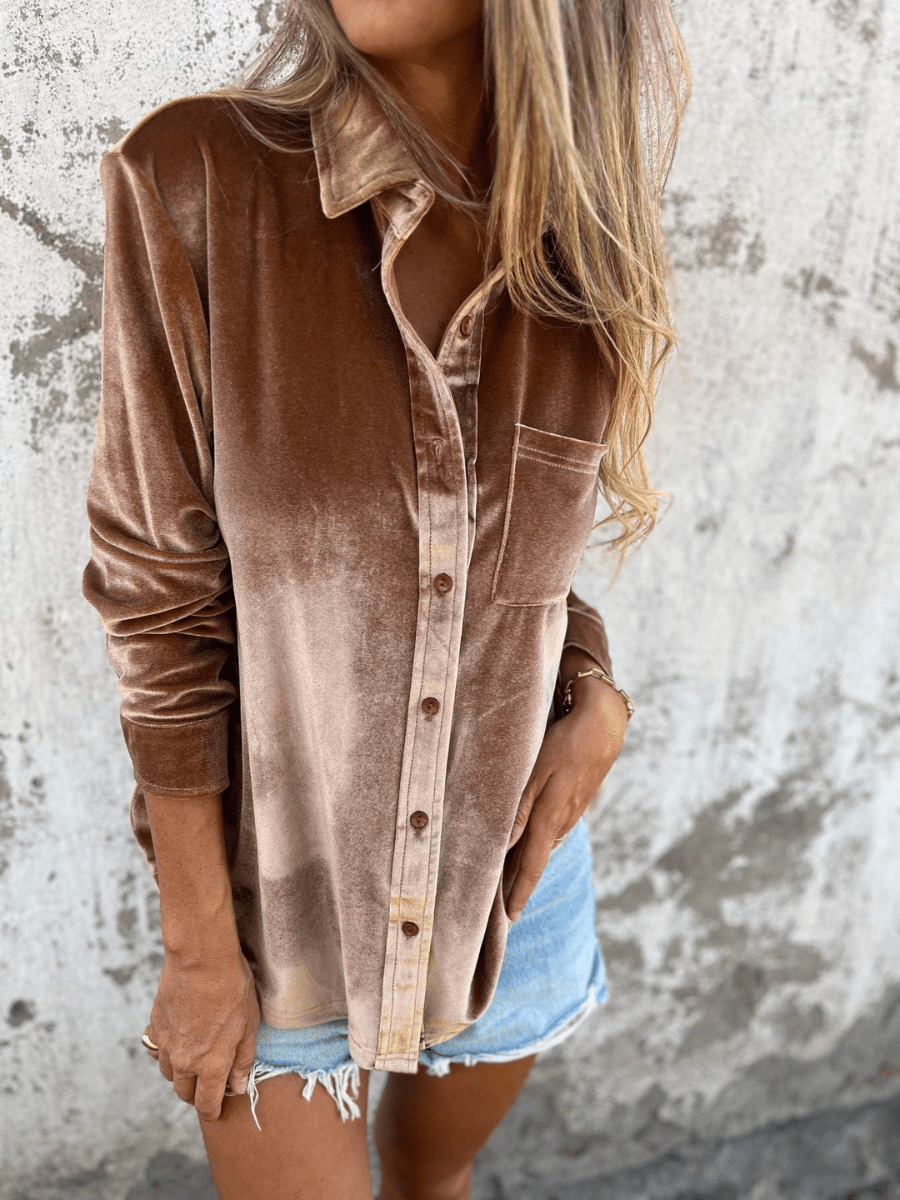 Levoire | Chemise velours manches longues femme Braun
