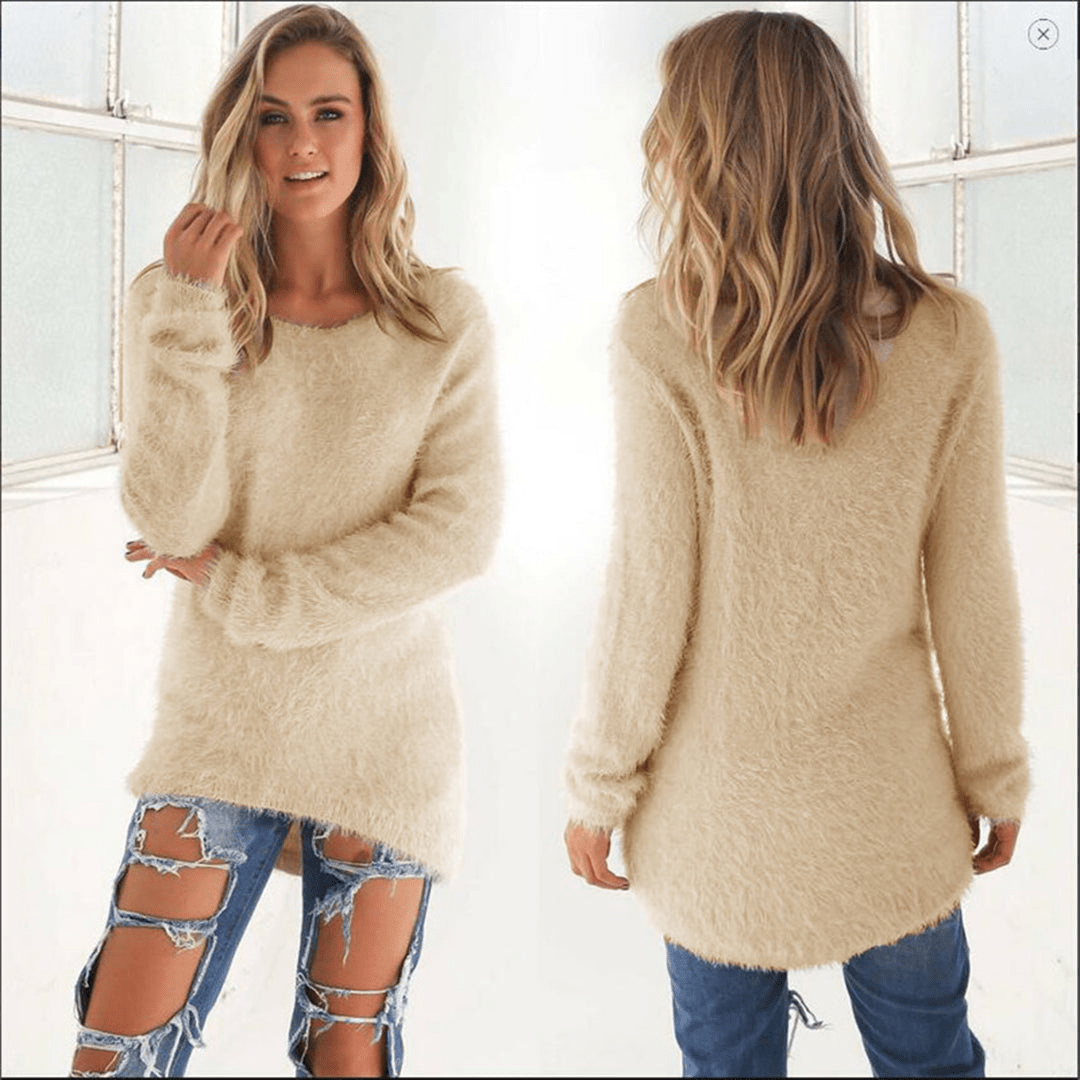 Levoire | Pull en peluche femme Sweatshirt Jumper Gilet Beige
