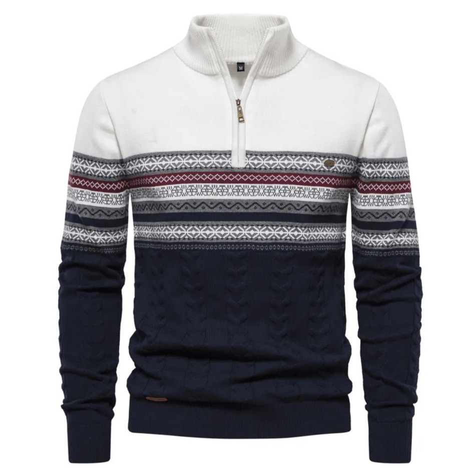 Levoire | Pull Scandinave Demi-Zip Homme Blanc