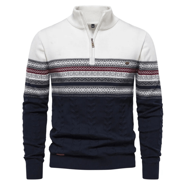 Levoire | Pull Scandinave Demi-Zip Homme Blanc