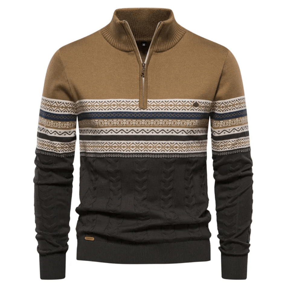 Levoire | Pull Scandinave Demi-Zip Homme Khaki