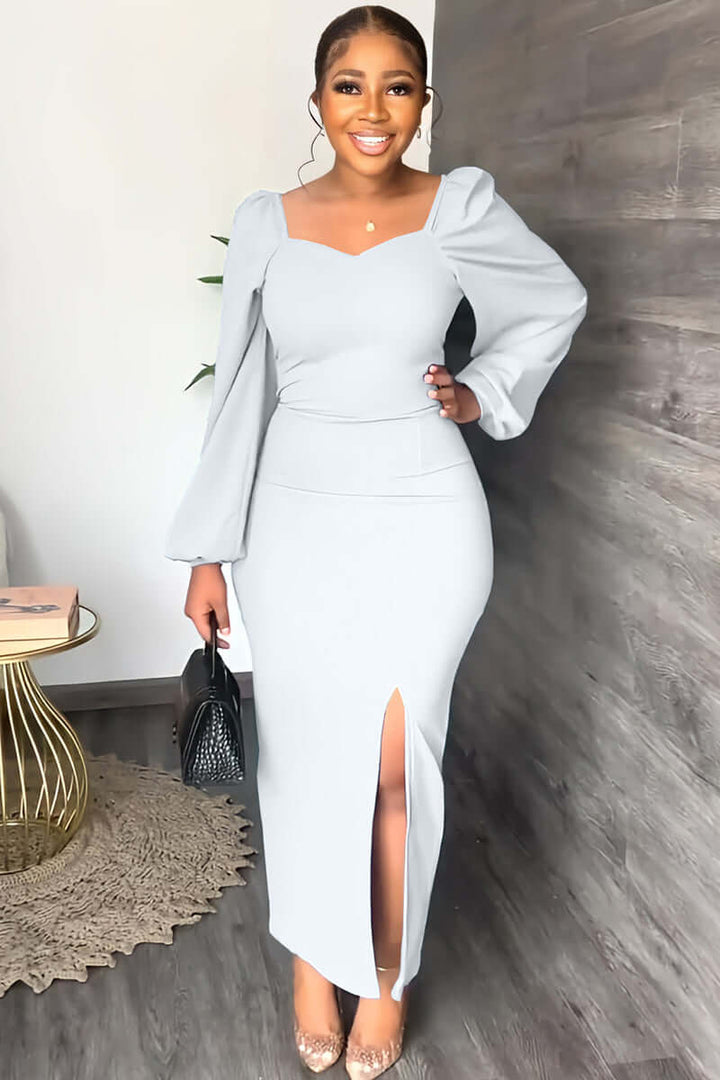 Levoire | Robe Moderne À Manches Longues Pour Femmes Blanc