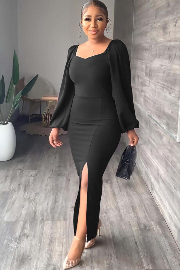 Levoire | Robe Moderne À Manches Longues Pour Femmes Noir