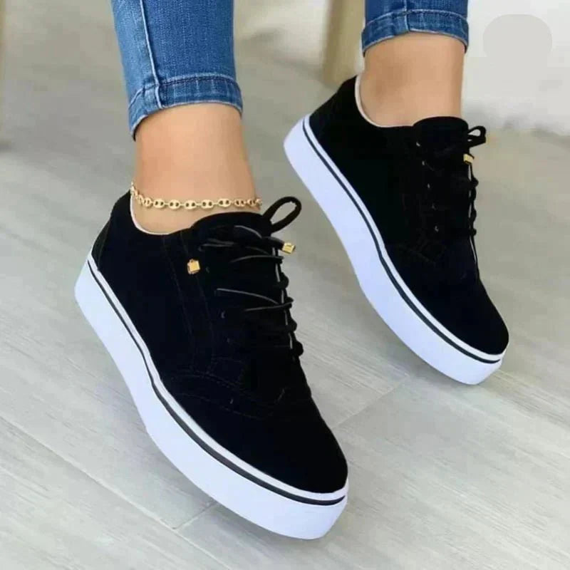 Levoire | Chaussures À Lacets Décontractées Avec Détails Brogue Pour Femmes Noir