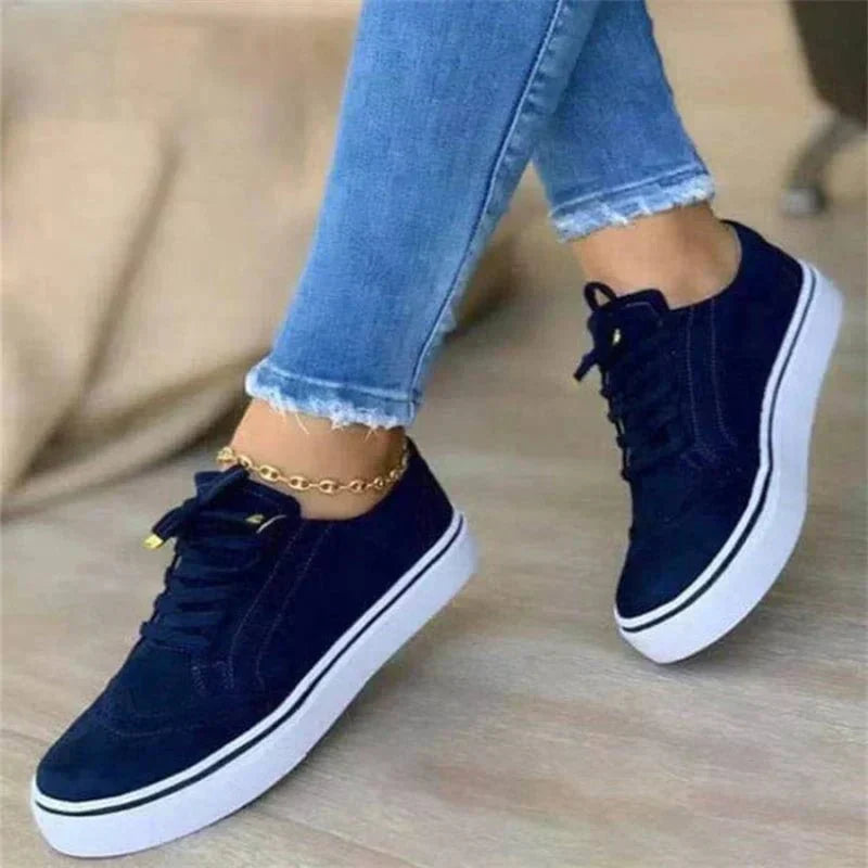 Levoire | Chaussures À Lacets Décontractées Avec Détails Brogue Pour Femmes Bleu