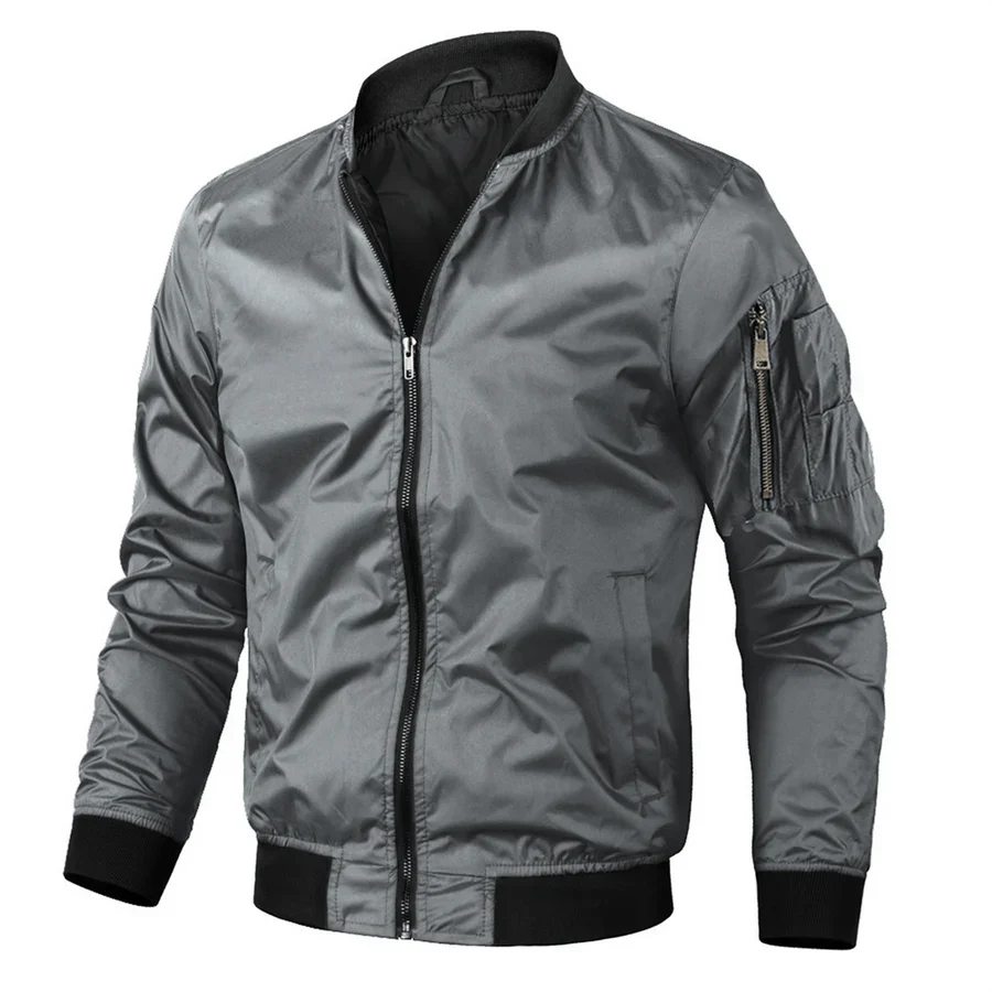 Levoire | Veste bomber décontractée à manches longues pour hommes fermeture éclair Gris