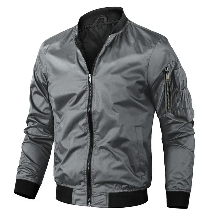 Levoire | Veste bomber décontractée à manches longues pour hommes fermeture éclair Gris