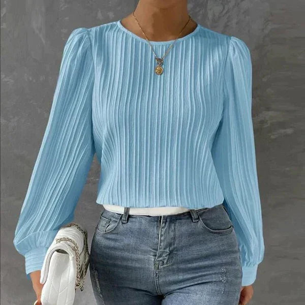 Levoire | Plissé Élégant Pour Femmes Manches Longues Bleu