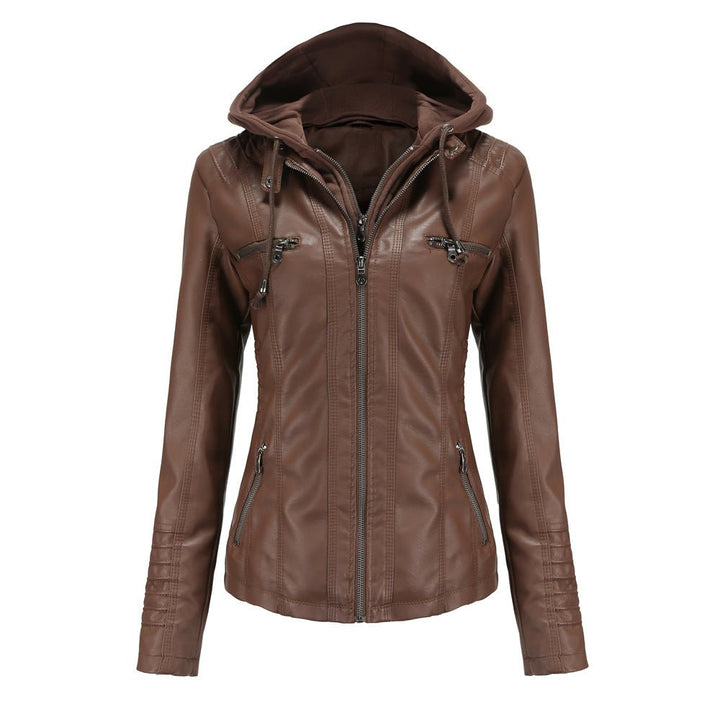 Levoire | Veste En Cuir Biker Avec Capuche Braun