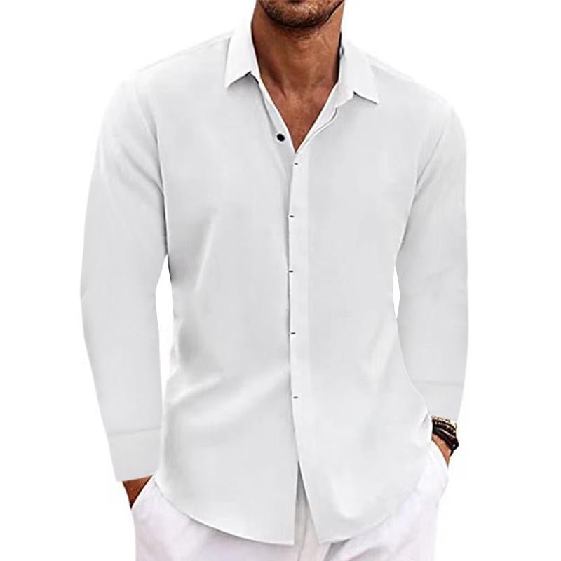 Levoire | Chemise À Manches Longues Avec Col Pour Hommes Blanc