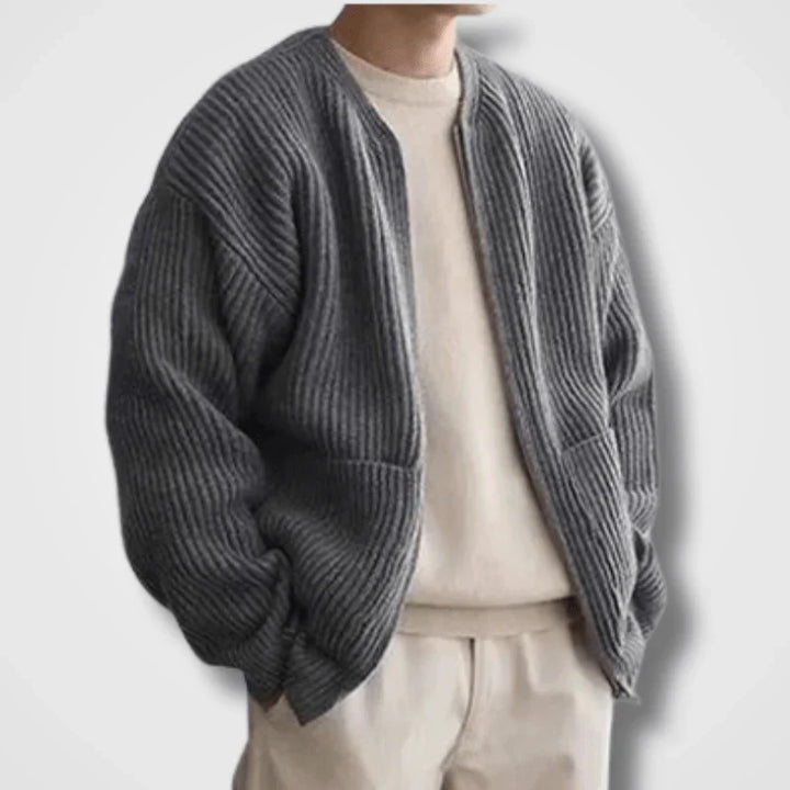 Levoire | Pull en tricot à manches longues pour hommes avec fermeture éclair Gris
