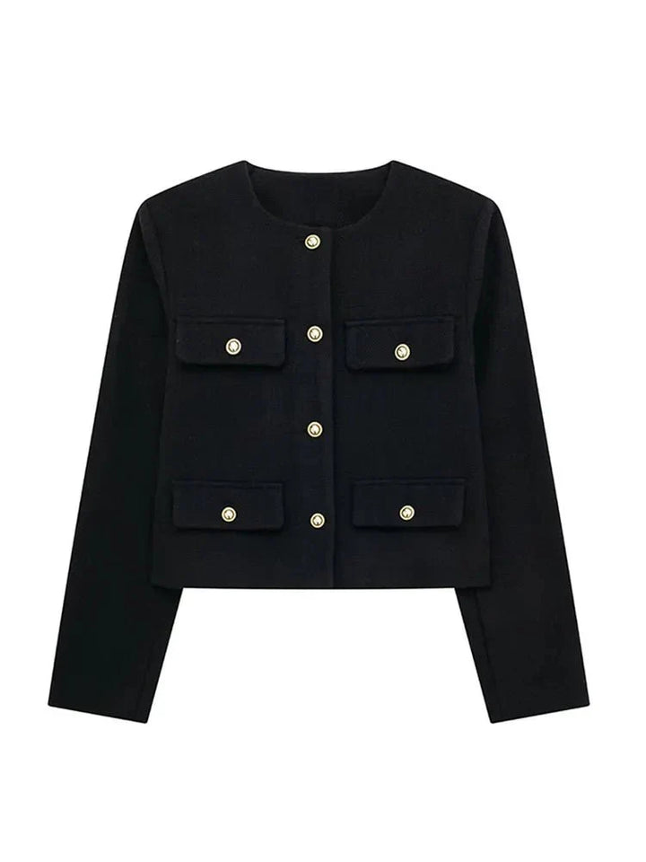 Levoire | Blouse à boutons croisés pour femmes à manches longues Noir