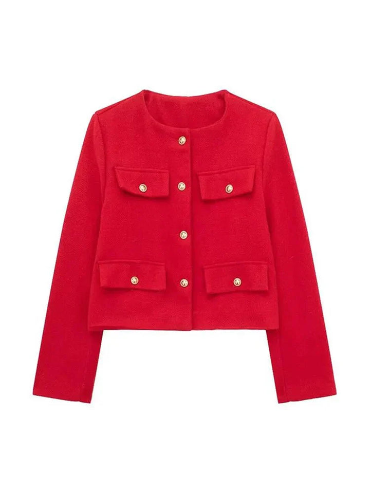 Levoire | Blouse à boutons croisés pour femmes à manches longues Rot