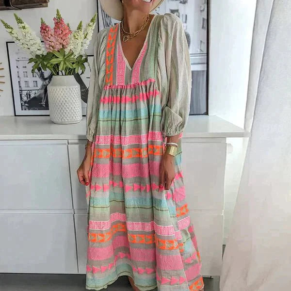 Levoire | Robe De Loisirs À Rayures Vives Avec Un Design Coloré Pour Femmes 2XL