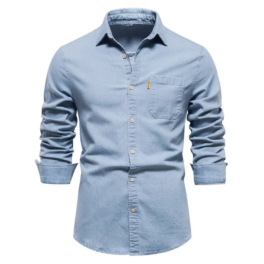Levoire | Pantalons à boutons à manches longues pour hommes décontractés Bleu