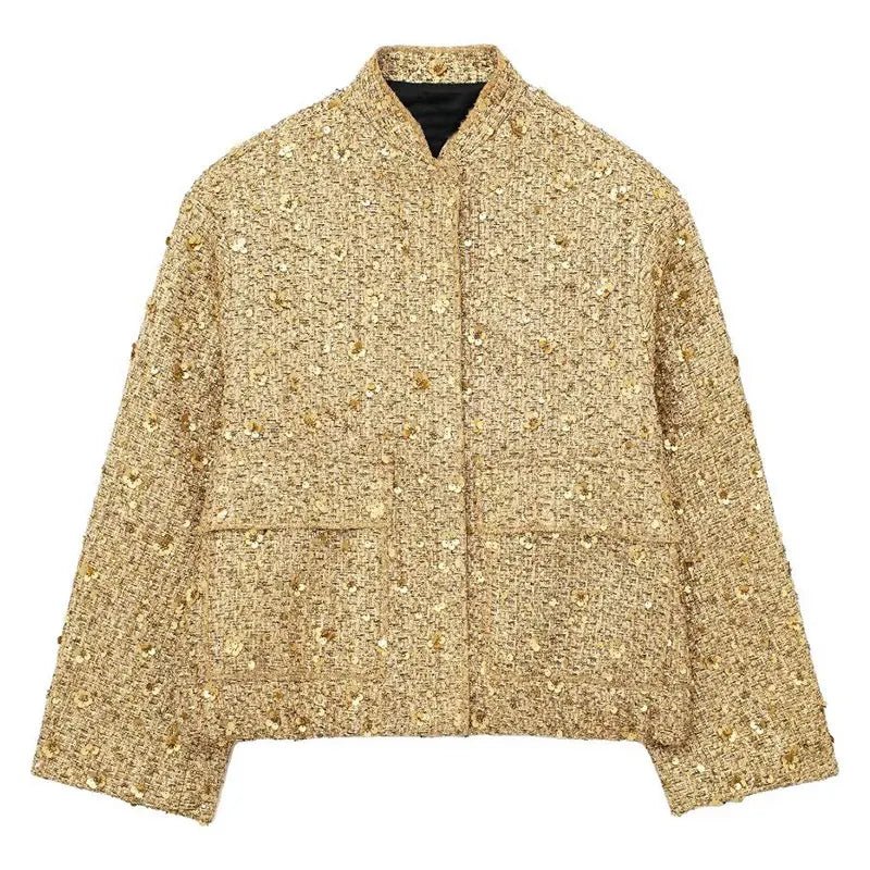 Levoire | Femmes Manches Longues Paillettes Courte Commander