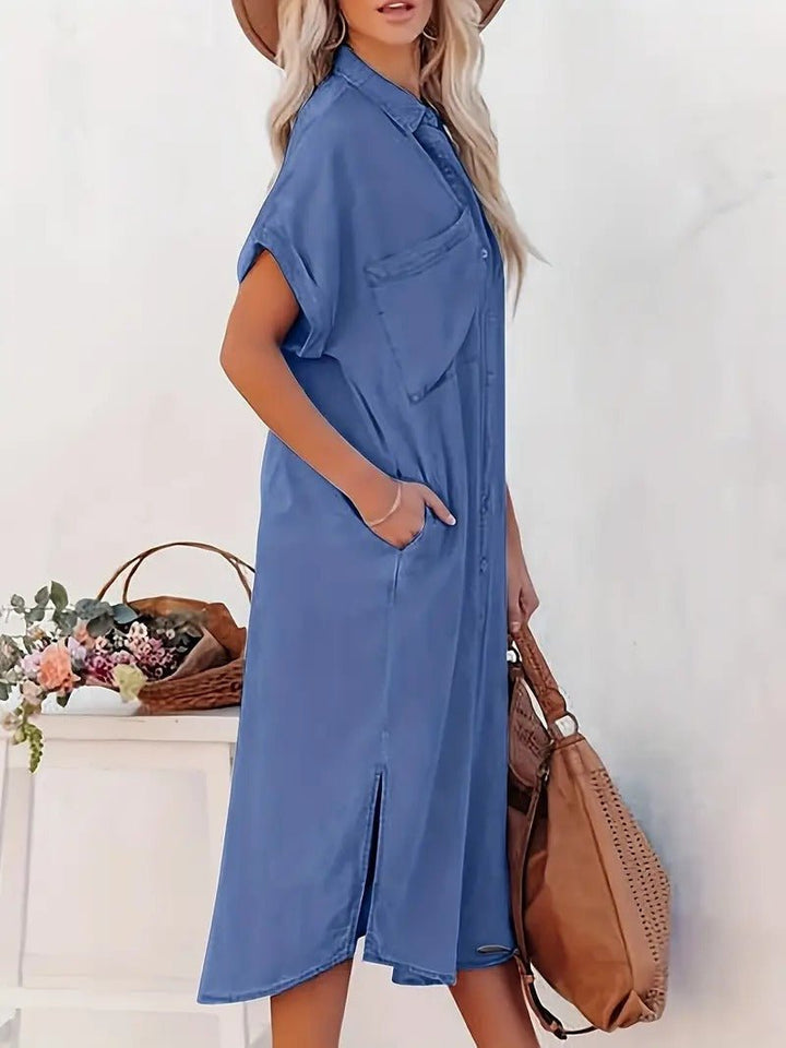 Levoire | Robe En Denim Avec Boutons Et Poche Pour Femmes