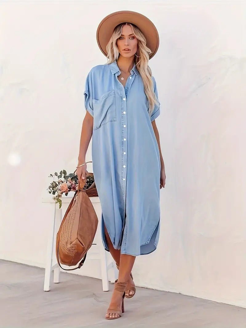 Levoire | Robe En Denim Avec Boutons Et Poche Pour Femmes