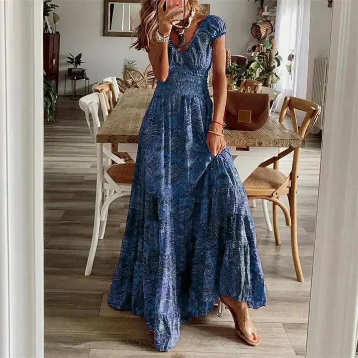 Levoire | Robe Maxi Boho Fluide Pour Femmes Bleu