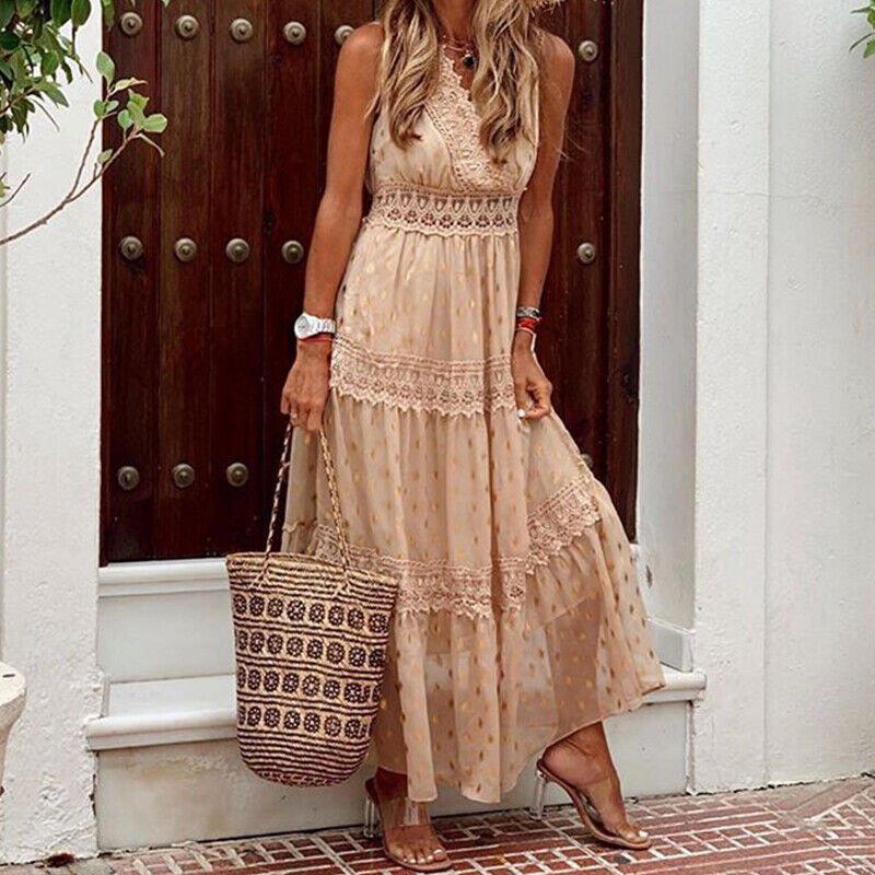 Levoire | Robe Maxi D'Été Pour Femmes Khaki