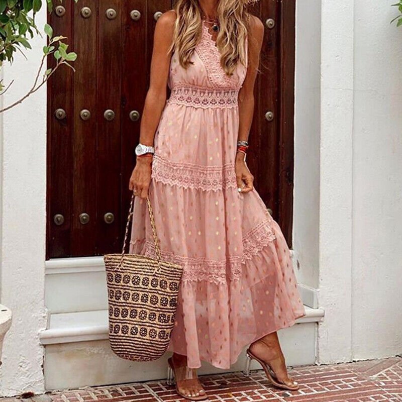 Levoire | Robe Maxi D'Été Pour Femmes Rosa