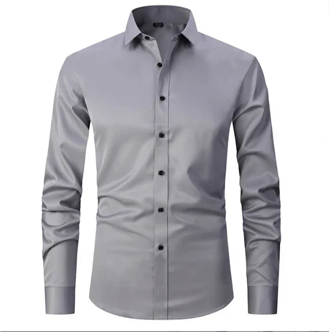 Levoire | Chemise à manches longues pour hommes avec boutons coupe slim Gris