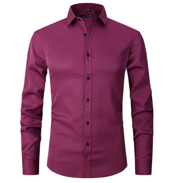 Levoire | Chemise à manches longues pour hommes avec boutons coupe slim Bourgogne