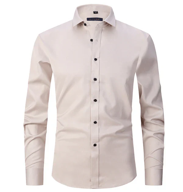Levoire | Chemise à manches longues pour hommes avec boutons coupe slim Crème