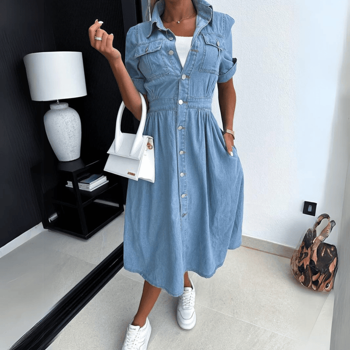 Levoire | Robe En Denim Avec Boutons Pour Dames