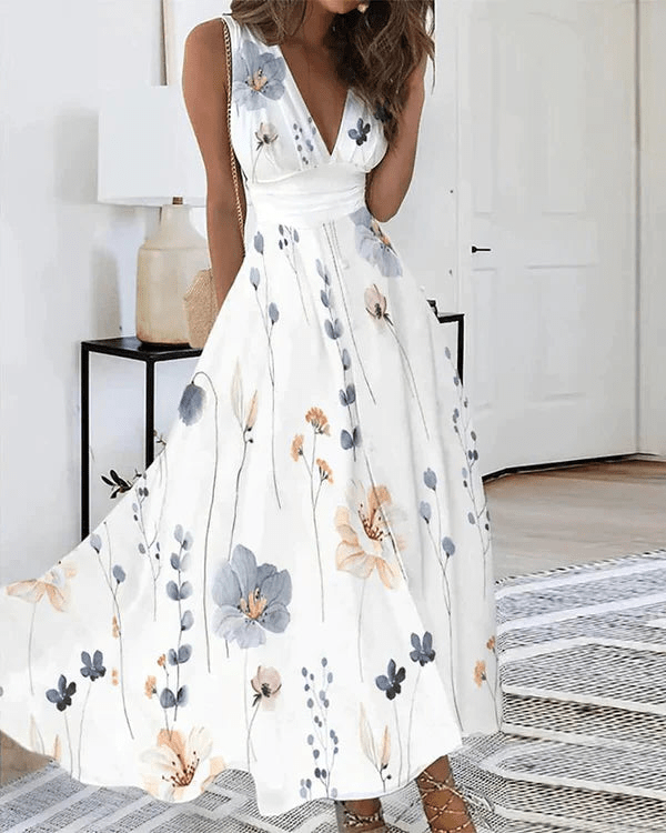 Levoire | Robe Florale Avec Décolleté En V Pour Femmes