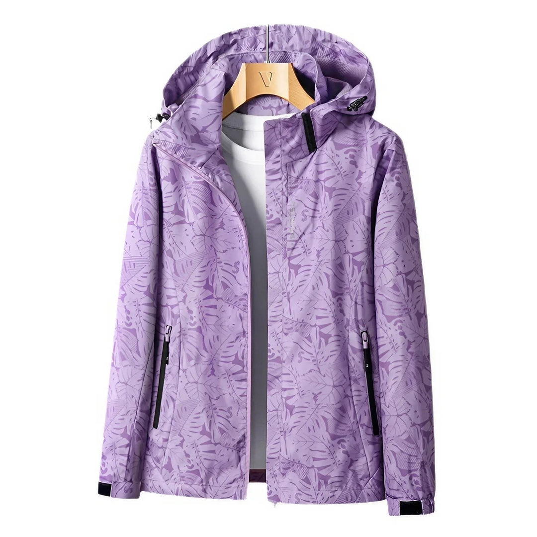 Levoire | Veste Imperméable à Capuche Imprimée Manches Longues Pourpre