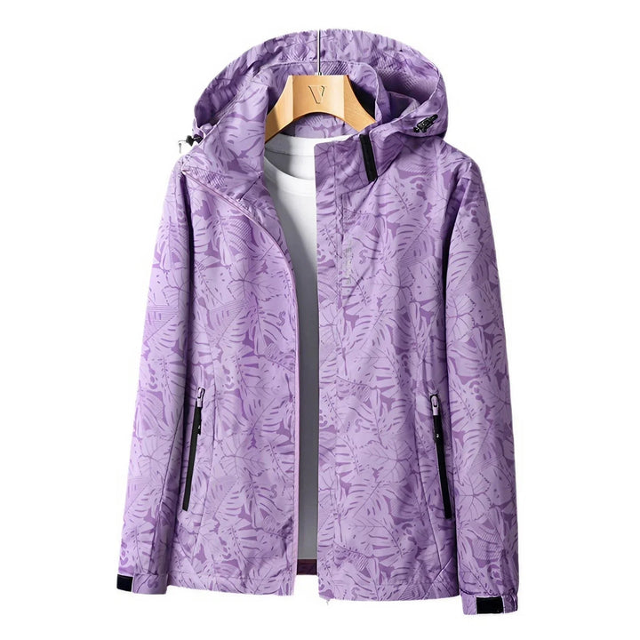 Levoire | Veste Imperméable à Capuche Imprimée Manches Longues Pourpre