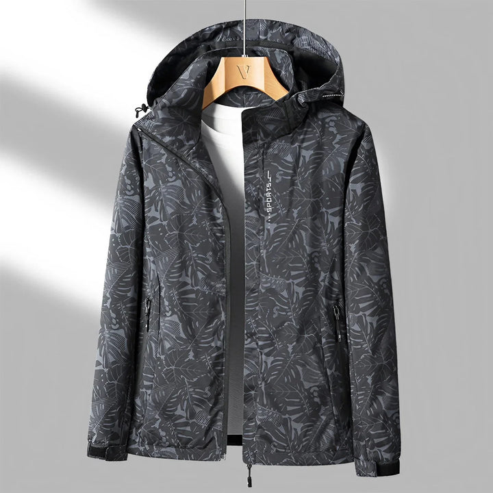 Levoire | Veste Imperméable à Capuche Imprimée Manches Longues Noir