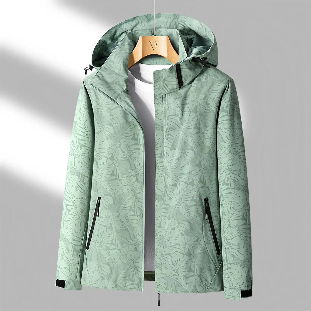 Levoire | Veste Imperméable à Capuche Imprimée Manches Longues Turquoise