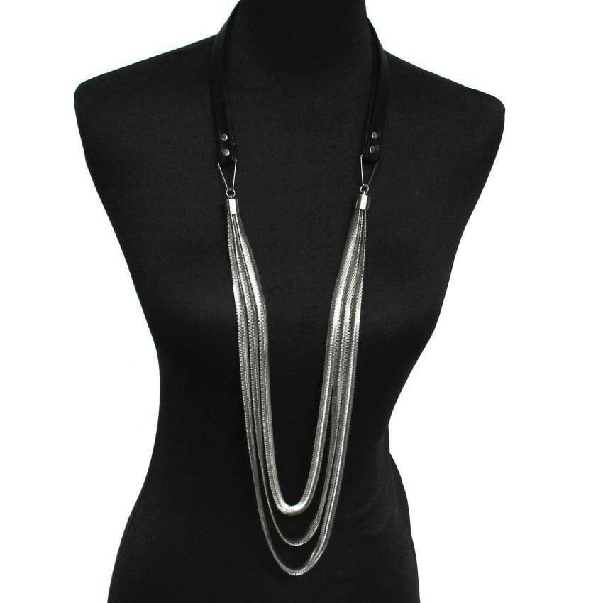 Levoire | Collier Serpent En Cuir Multicouche Argent