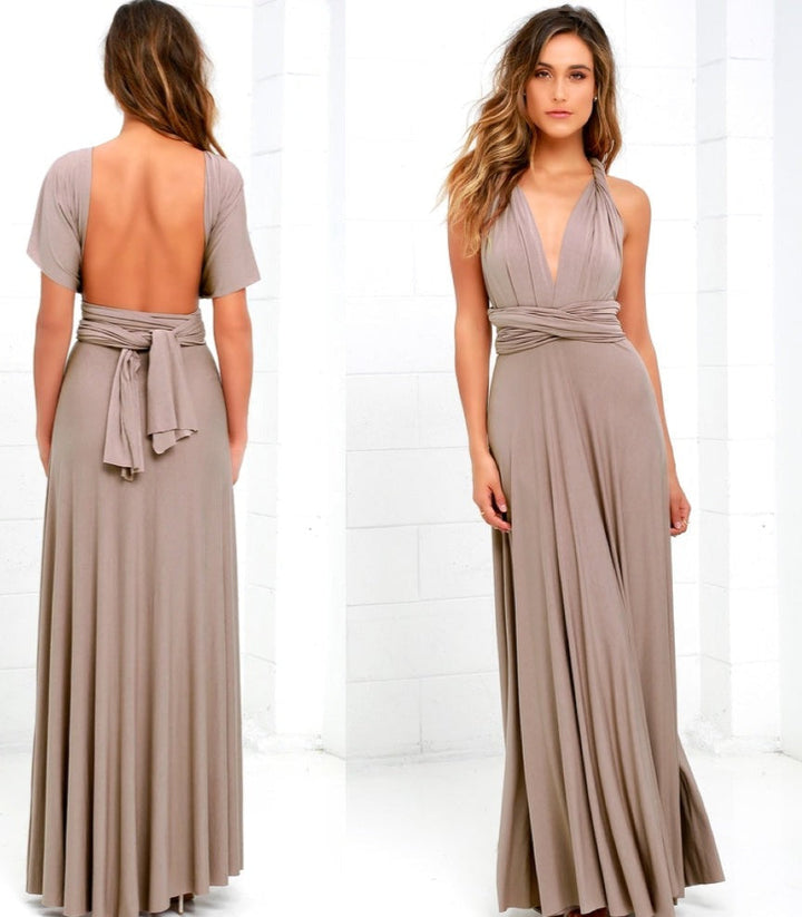 Levoire | Robe De Soirée Multi-Wrap Élégante À Dos Nu Longue Braun