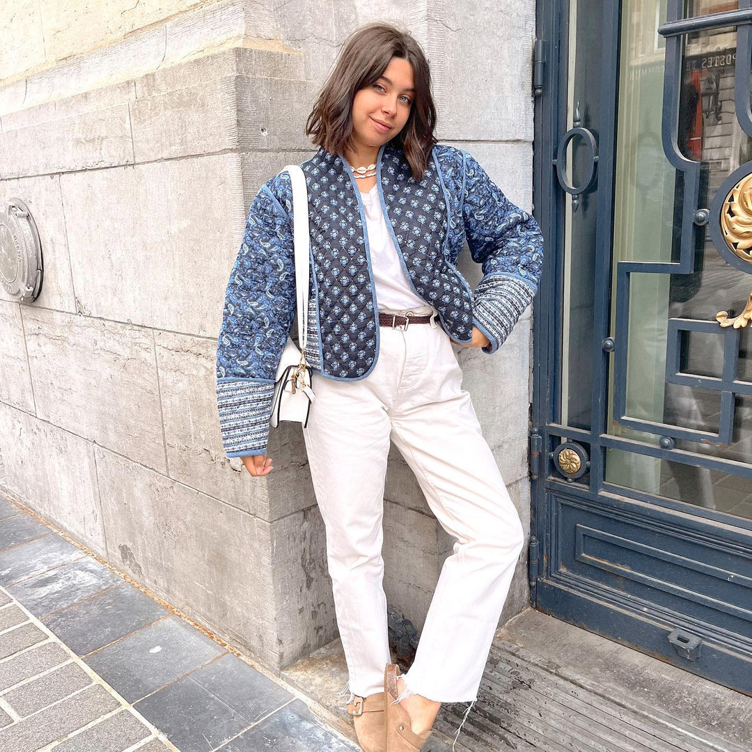 Levoire | Mango Veste Printemps / Été Réversible Kaksi-Yli-Yksi (Bleu Blanc-Rose)