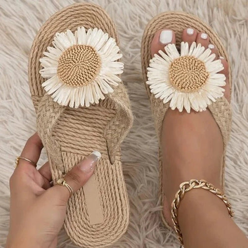 Levoire | Sandales Tissées À La Main Avec Une Fleur