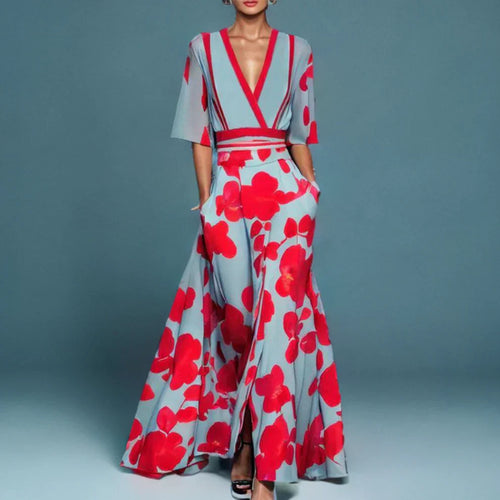 Levoire | Robe Maxi Portefeuille Avec Imprimé Floral Audacieux Pour Femmes