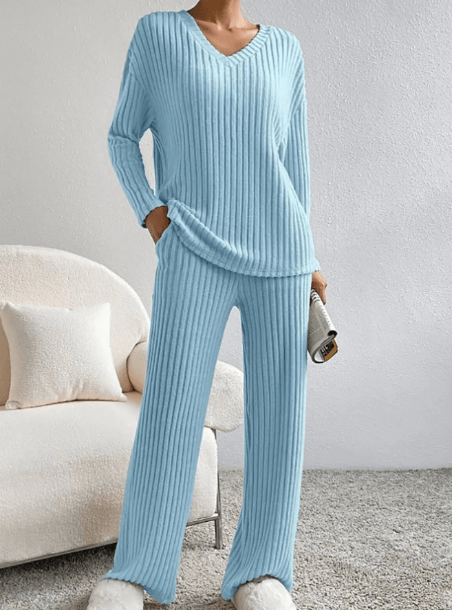 Levoire | Costume de femme en tricot deux pièces Bleu