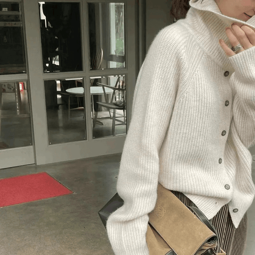 Levoire | Pull à col roulé classique pour femmes, cardigan