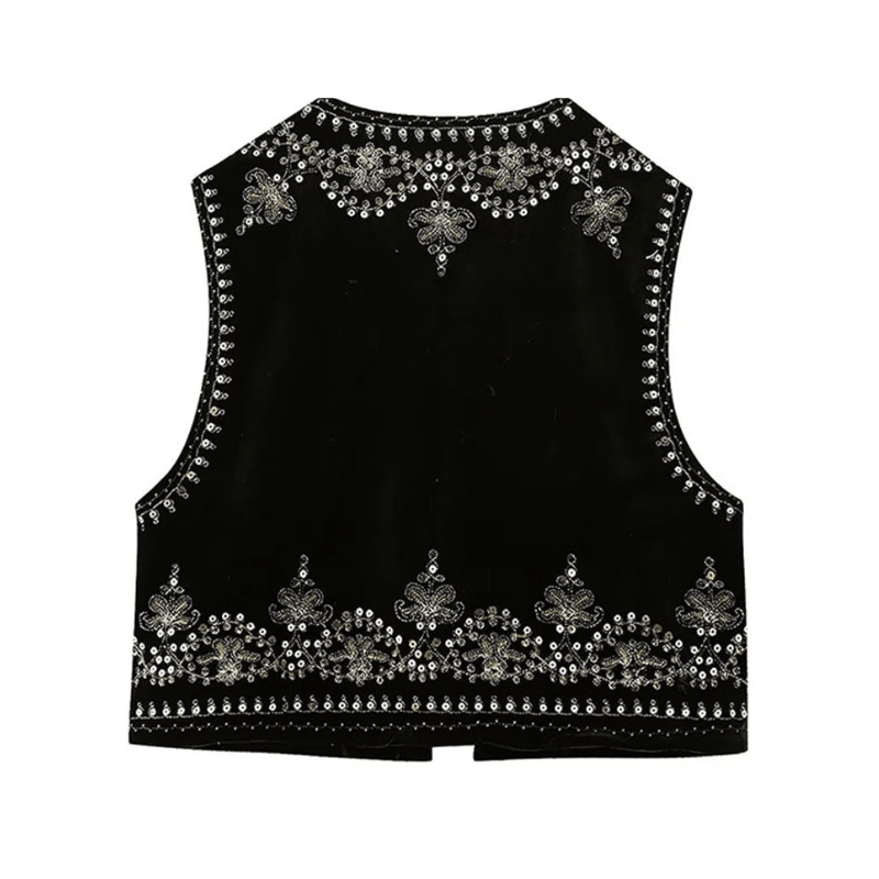 Levoire | Gilet velours brodé élégant femme