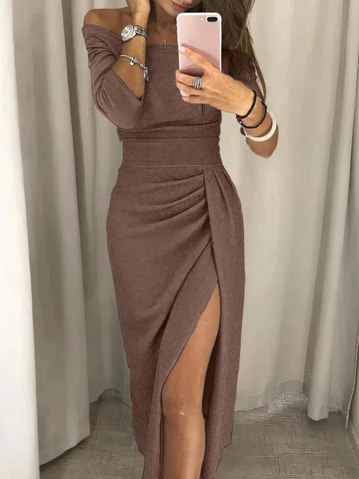 Levoire | Robe Fendue Élégante Pour Femmes Braun