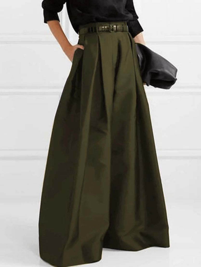 Levoire | Femme Pantalon uni à jambes larges Design confortable et moderne Vert olive