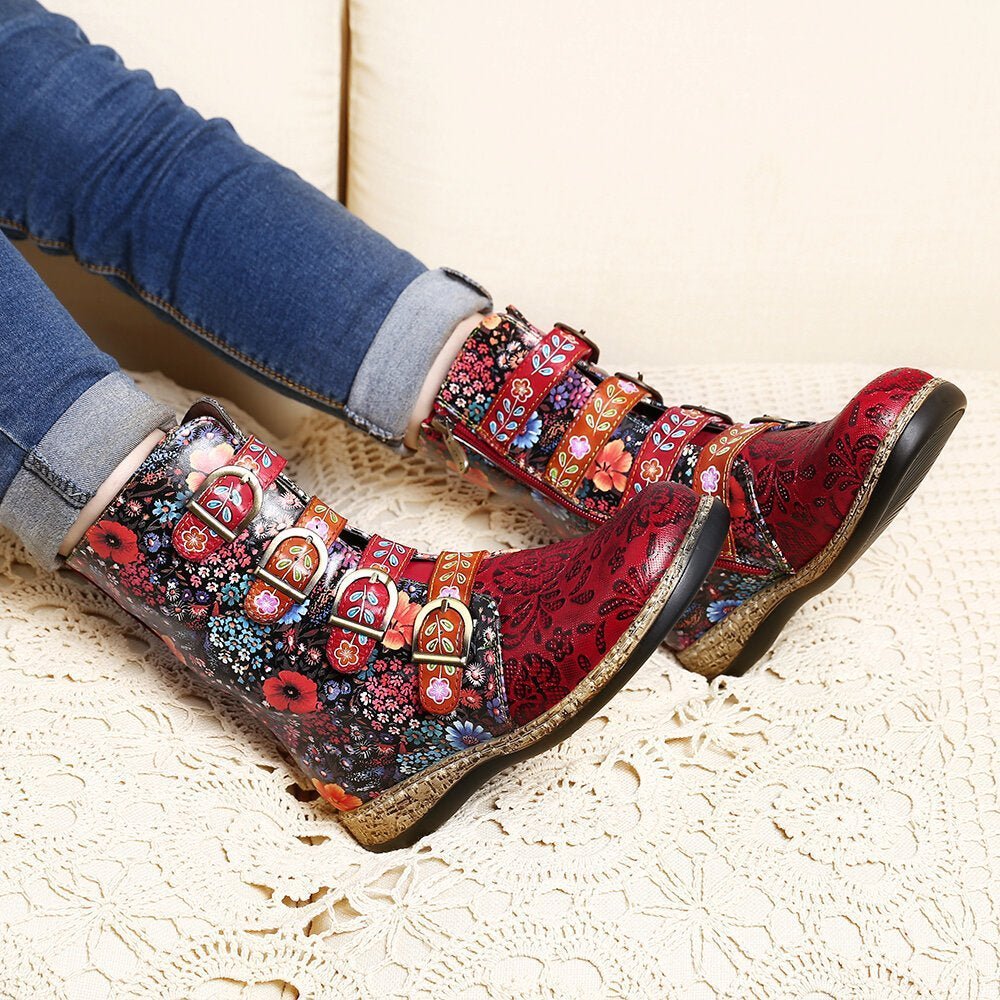 Levoire | Bottes À Fleurs Uniques En Cuir Végétalien
