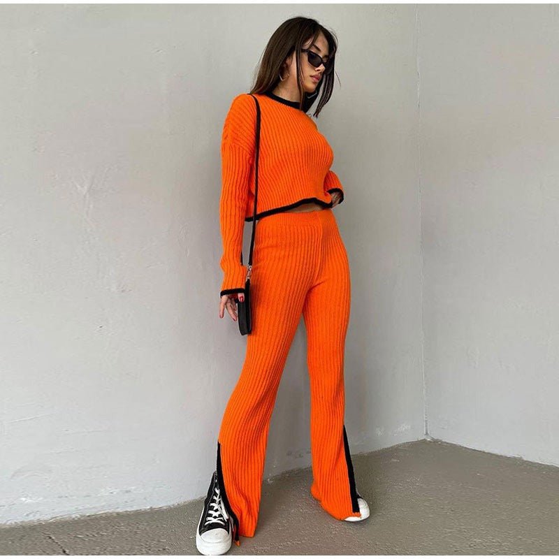 Levoire | Ensemble Tricoté À Deux Pièces Élégant Et Confortable Orange