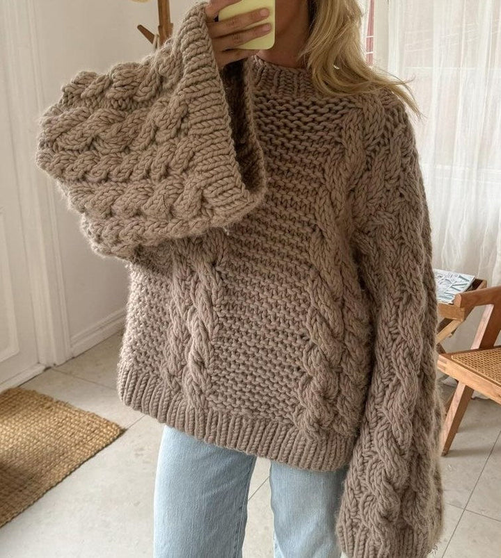 Levoire | Gros Motif Torsadé Pull En Tricot Helle Khaki